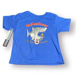 Quiksilver‎ Shark Graphic T-Shirt Size 2T Blue Shirt Retro Skater Y2K